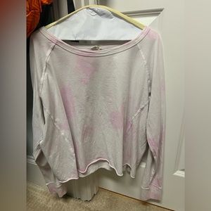 Cute White and Pink Marbled Crew Neck